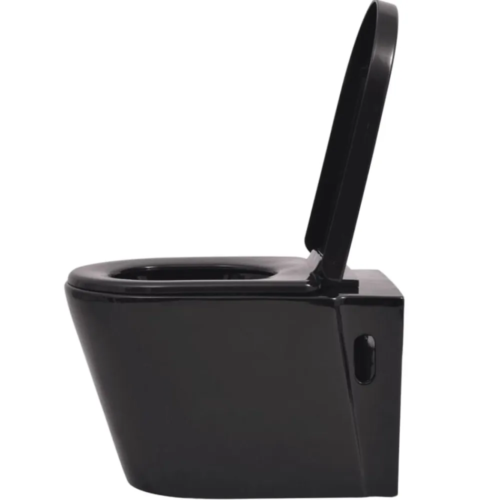 vidaXL Inodoro de pared cerámica Negro Hot