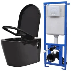 vidaXL Fontanería-Inodoro de pared con cisterna oculta cerámica