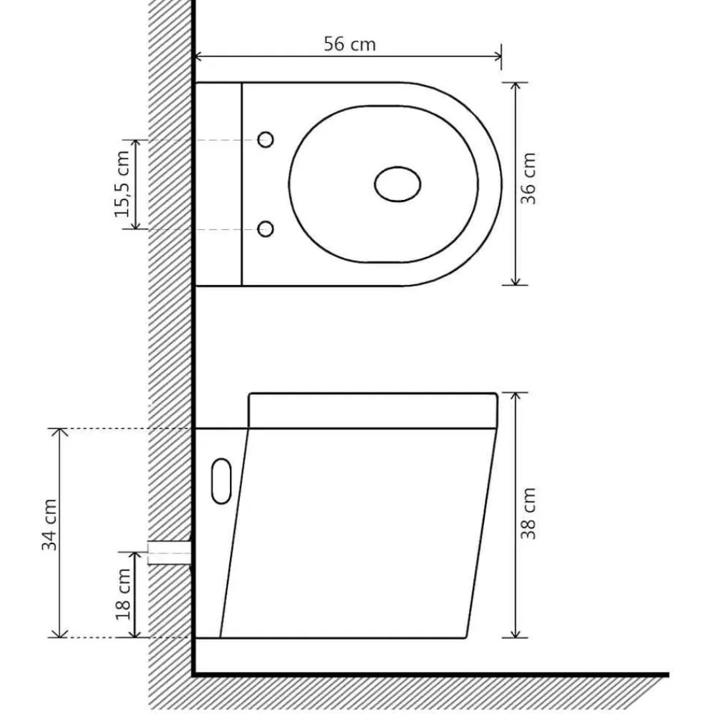 vidaXL Fontanería-Inodoro de pared con cisterna oculta cerámica