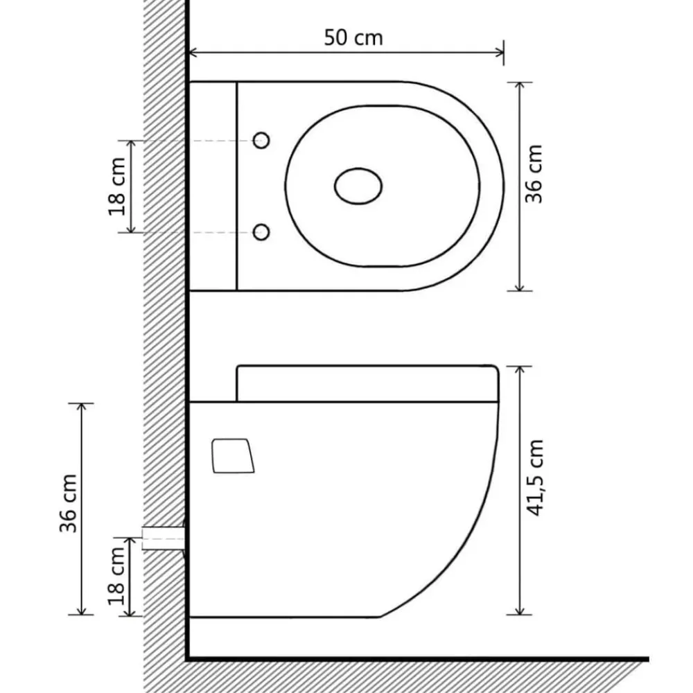 vidaXL Fontanería-Inodoro de pared de cerámica