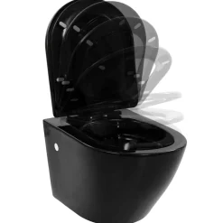 vidaXL Fontanería-Inodoro de pared sin bordes de cerámica