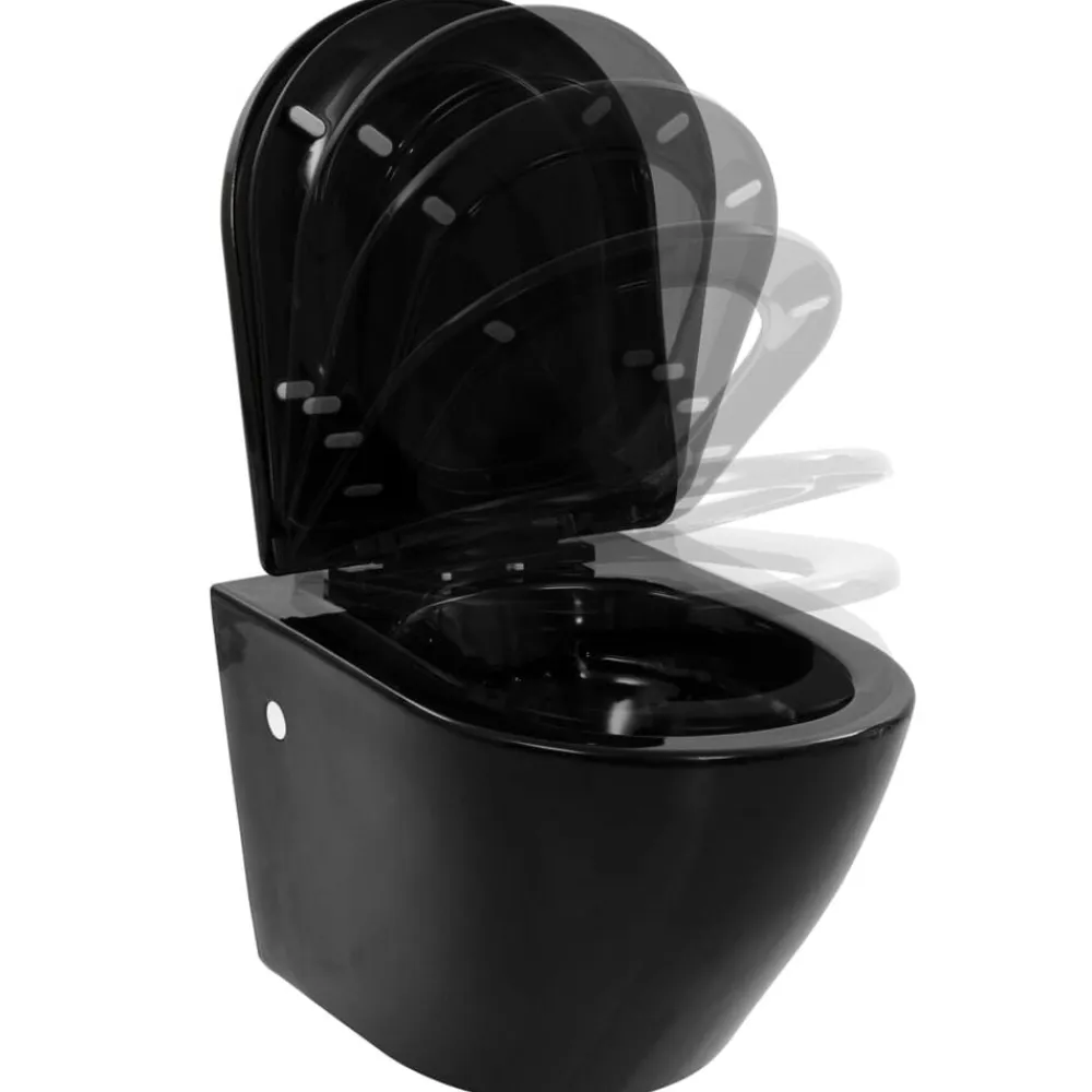 vidaXL Fontanería-Inodoro de pared sin bordes de cerámica