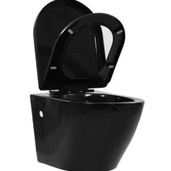 vidaXL Fontanería-Inodoro de pared sin bordes de cerámica