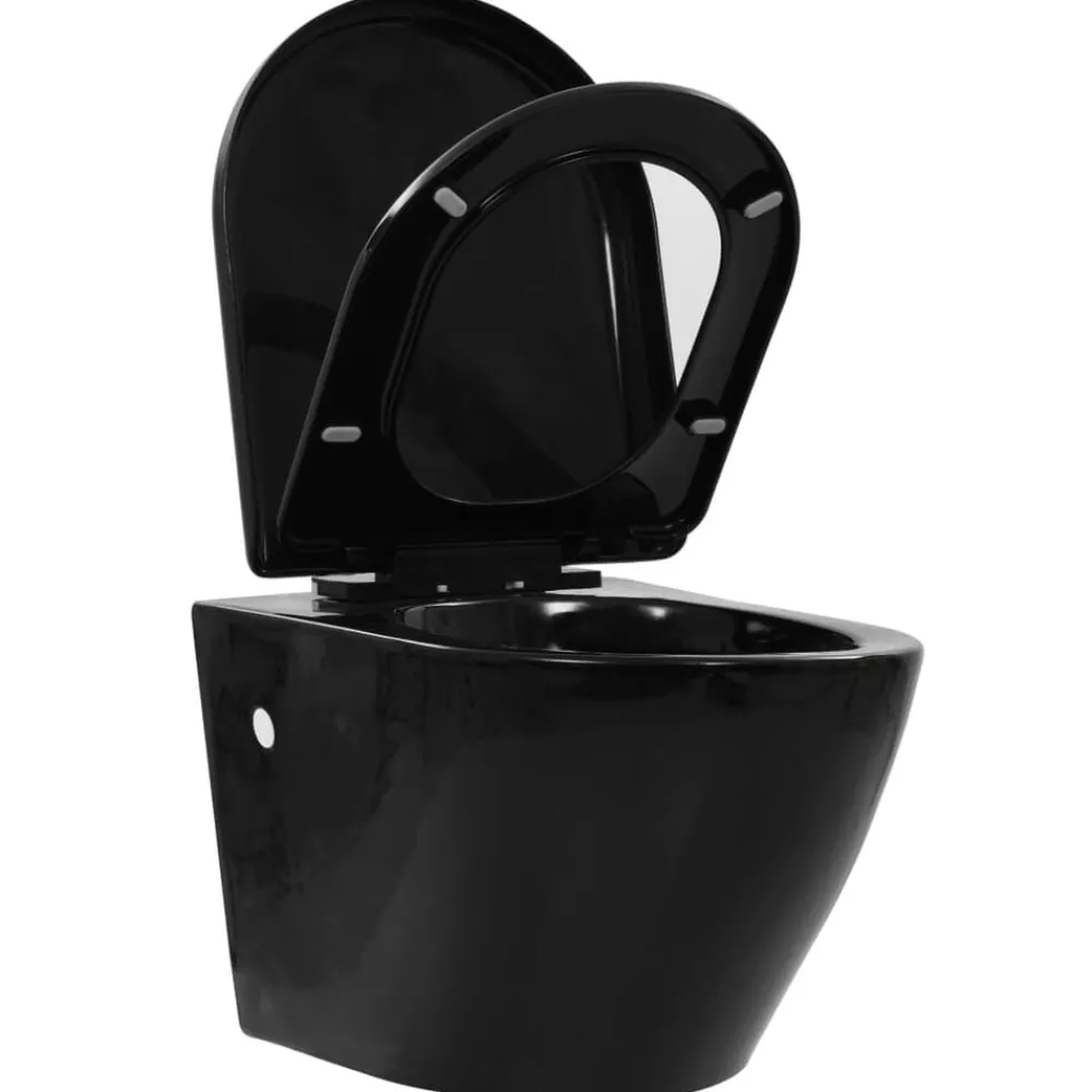 vidaXL Fontanería-Inodoro de pared sin bordes de cerámica