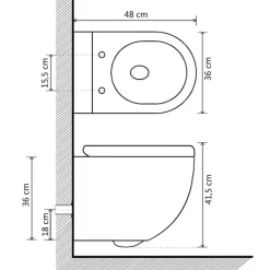 vidaXL Fontanería-Inodoro de pared sin bordes de cerámica