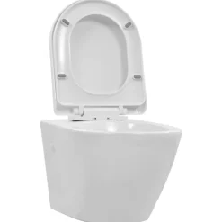vidaXL Fontanería-Inodoro de pared sin bordes de cerámica