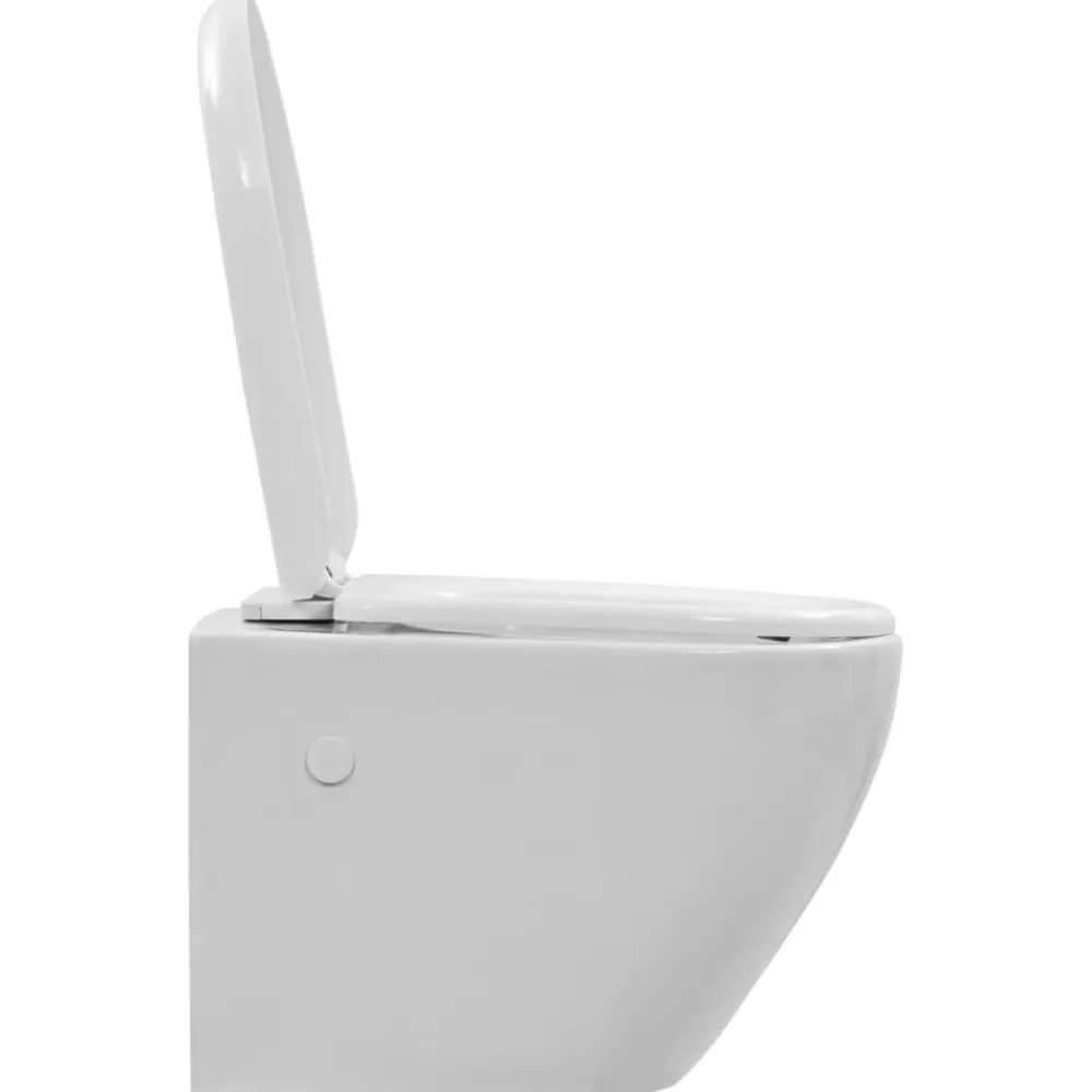 vidaXL Fontanería-Inodoro de pared sin bordes de cerámica