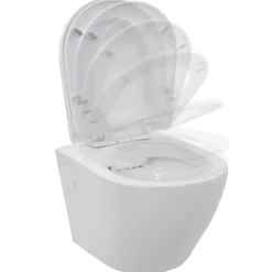 vidaXL Fontanería-Inodoro de pared sin bordes de cerámica
