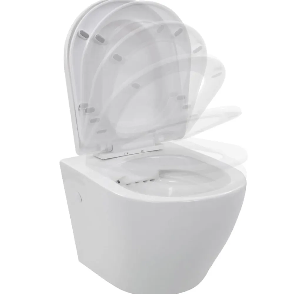 vidaXL Fontanería-Inodoro de pared sin bordes de cerámica