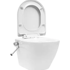 vidaXL Inodoro de pared sin bordes con función de bidé cerámica Blanco Best