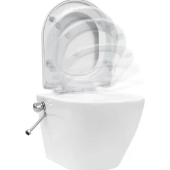 vidaXL Inodoro de pared sin bordes con función de bidé cerámica Blanco Best