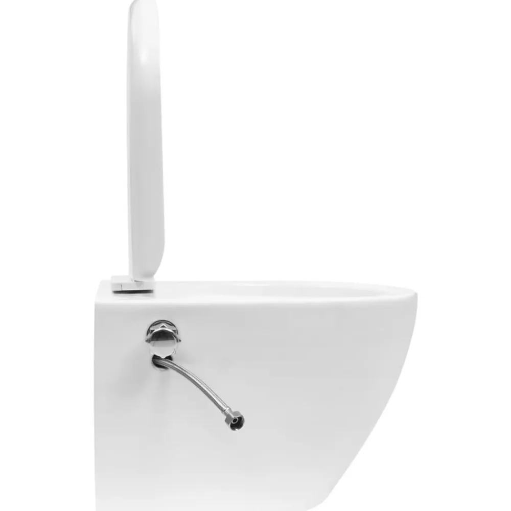 vidaXL Inodoro de pared sin bordes con función de bidé cerámica Blanco Best
