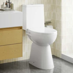 vidaXL Fontanería-Inodoro sin borde, 7 cm altura extra, cierre suave, cerámica blanca