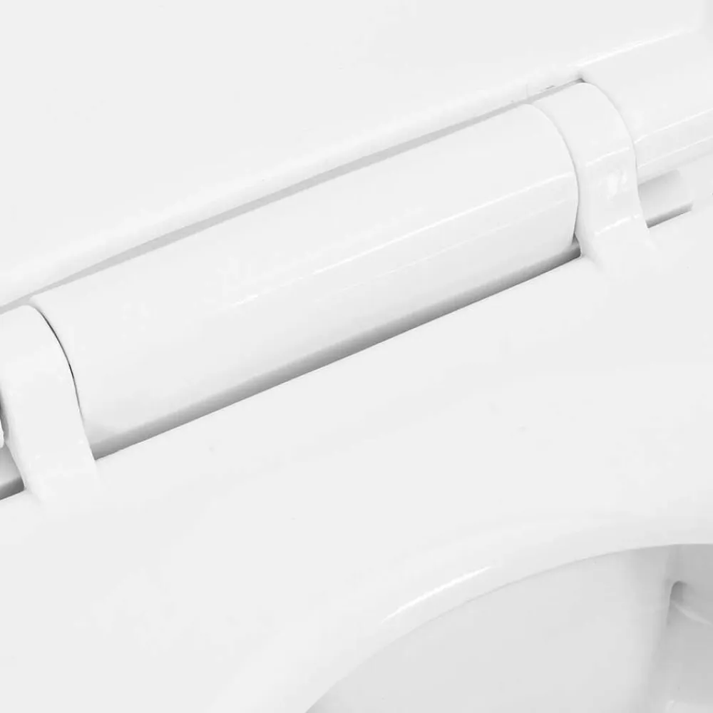 vidaXL Fontanería-Inodoro sin borde, 7 cm altura extra, cierre suave, cerámica blanca