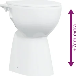 vidaXL Fontanería-Inodoro sin borde, 7 cm altura extra, cierre suave, cerámica blanca