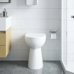 vidaXL Fontanería-Inodoro sin borde, 7 cm altura extra, cierre suave, cerámica blanca