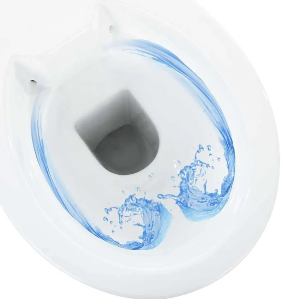 vidaXL Fontanería-Inodoro sin borde, 7 cm altura extra, cierre suave, cerámica blanca