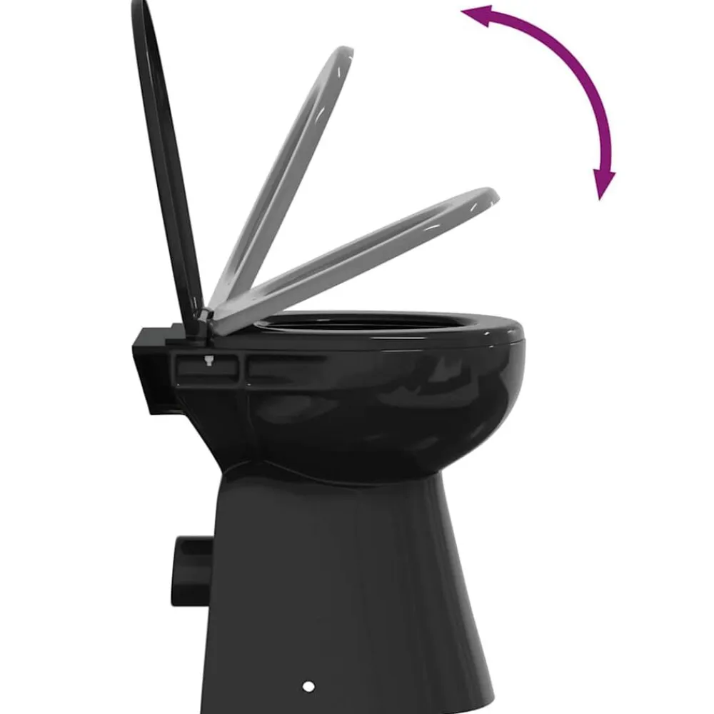 vidaXL Fontanería-Inodoro sin bordes cierre suave 7 cm altura extra cerámica negra