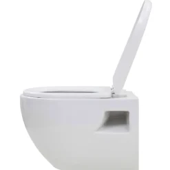 vidaXL Inodoro suspendido de pared con cisterna oculta cerámica Blanco Outlet