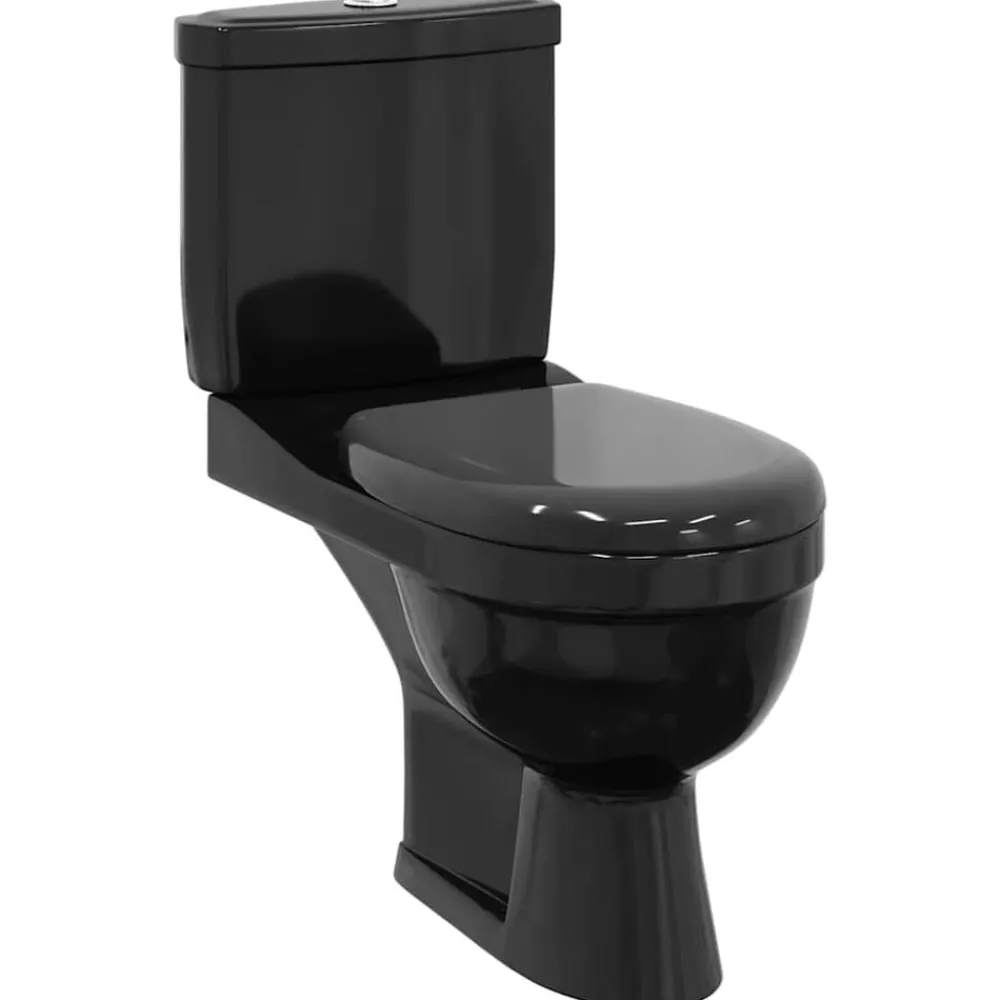 vidaXL Inodoro WC con cisterna Negro Best