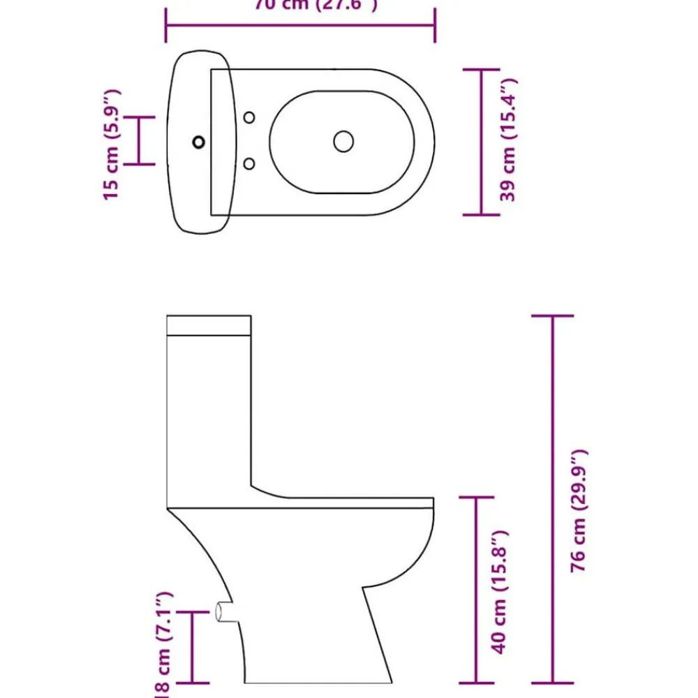 vidaXL Inodoro WC con cisterna Negro Best