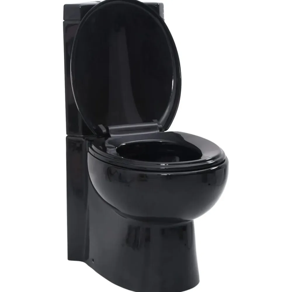 vidaXL Inodoro WC de esquina cerámica Negro Clearance