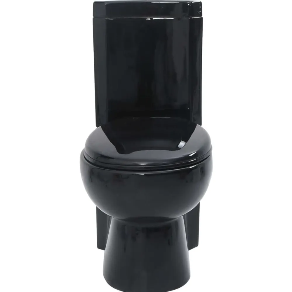 vidaXL Inodoro WC de esquina cerámica Negro Clearance
