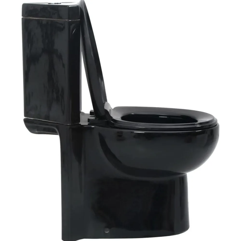 vidaXL Inodoro WC de esquina cerámica Negro Clearance