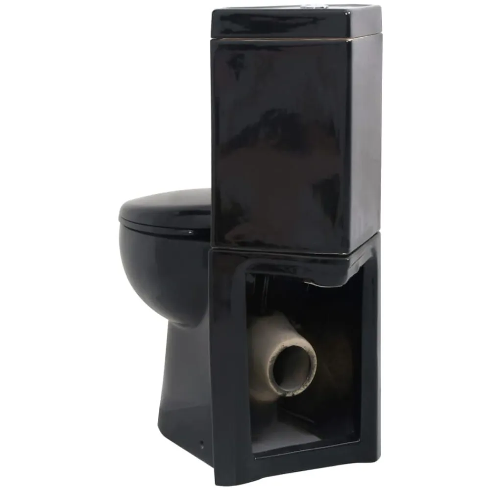 vidaXL Inodoro WC de esquina cerámica Negro Clearance