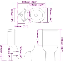 vidaXL Inodoro WC de esquina cerámica Negro Clearance