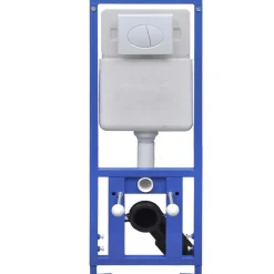 vidaXL Fontanería-Inodoro WC de pared sin bordes cisterna oculta cerámica