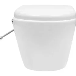 vidaXL Fontanería-Inodoro WC de pared sin bordes cisterna oculta cerámica