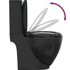 vidaXL Inodoro WC redondo de cerámica con cisterna Negro Online