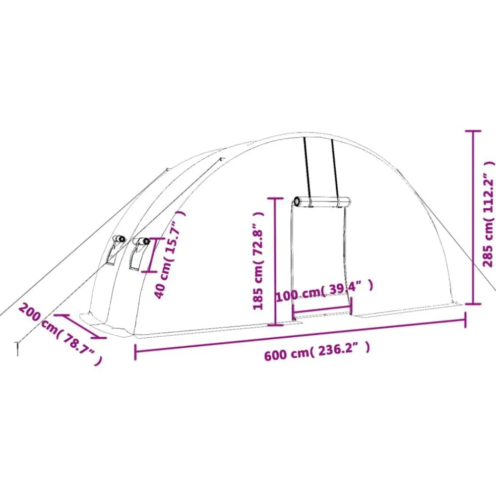 vidaXL Invernadero con estructura de acero 12 m² 6x2x2,85 m Verde Discount