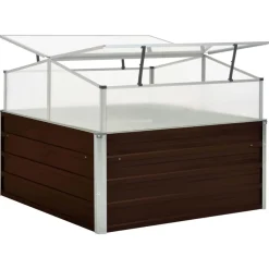 vidaXL Invernadero de acero galvanizado marrón 100x100x85 cm Marrón Online