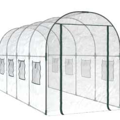 vidaXL Jardín-Invernadero PVC acero pintado polvo transparente 160x400x190cm