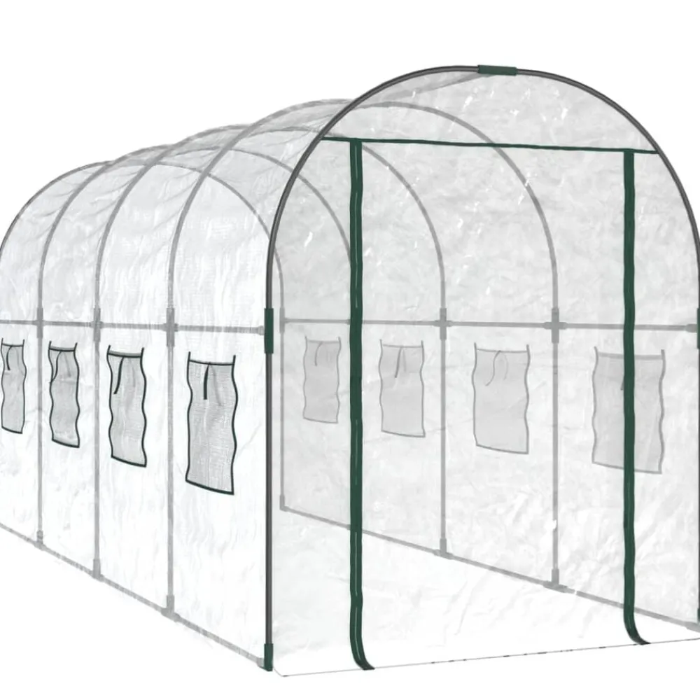 vidaXL Jardín-Invernadero PVC acero pintado polvo transparente 160x400x190cm