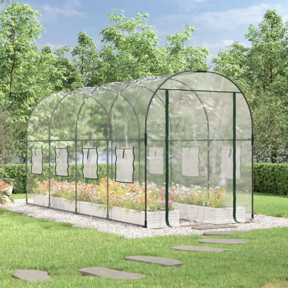 vidaXL Jardín-Invernadero PVC acero pintado polvo transparente 160x400x190cm