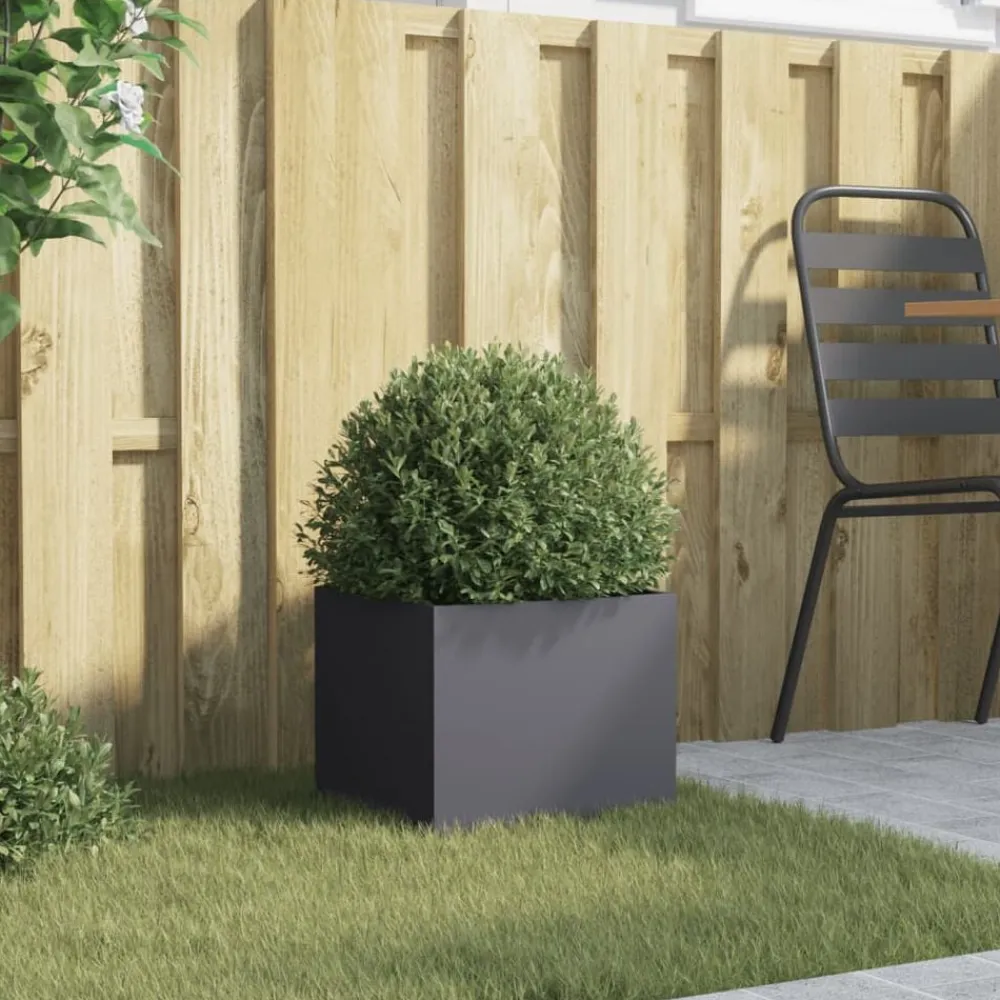 vidaXL Jardinera acero gris antracita 32x30x29 cm Acero/Antracita Clearance
