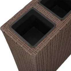 vidaXL Jardín-Jardinera alta con 4 macetas ratán sintético marrón