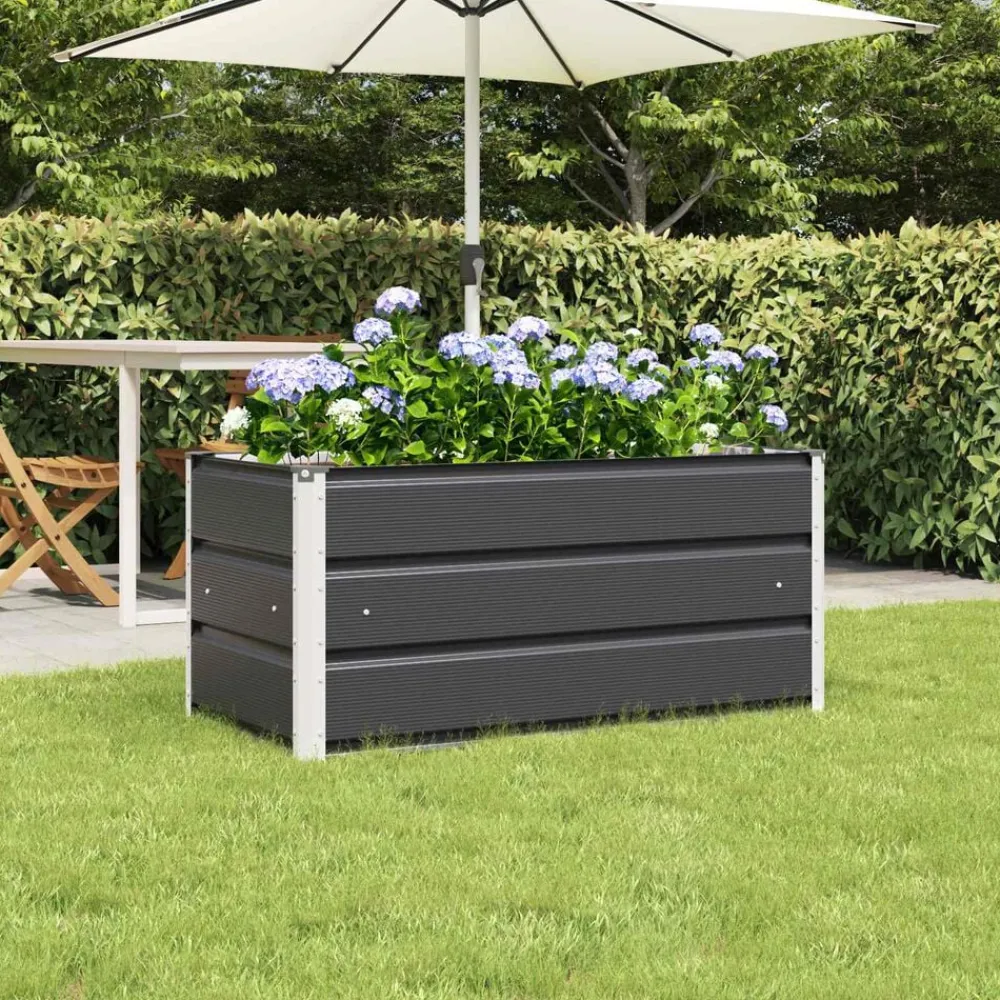 vidaXL Jardinera 100 x 50 x 45 cm Acero Galvanizado Antracita Clearance
