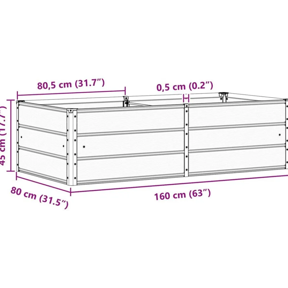 vidaXL Jardinera 160 x 80 x 45 cm Acero Antracita Outlet