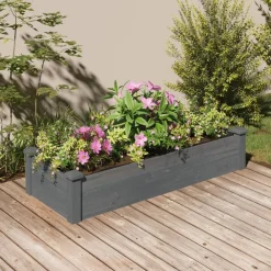 vidaXL Jardinera arriate forro madera maciza marrón abeto 120x45x25 cm Gris Online