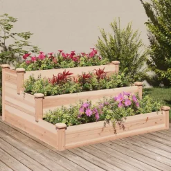 vidaXL Jardín-Jardinera arriate madera maciza abeto 120x120x56 cm