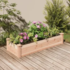 vidaXL Jardinera arriate con forro madera maciza abeto 120x45x25 cm Natural Outlet