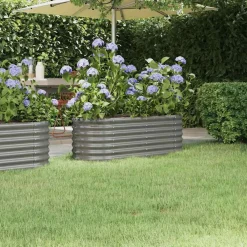 vidaXL Jardín-Jardinera arriate acero galvanizado 114x40x36 cm