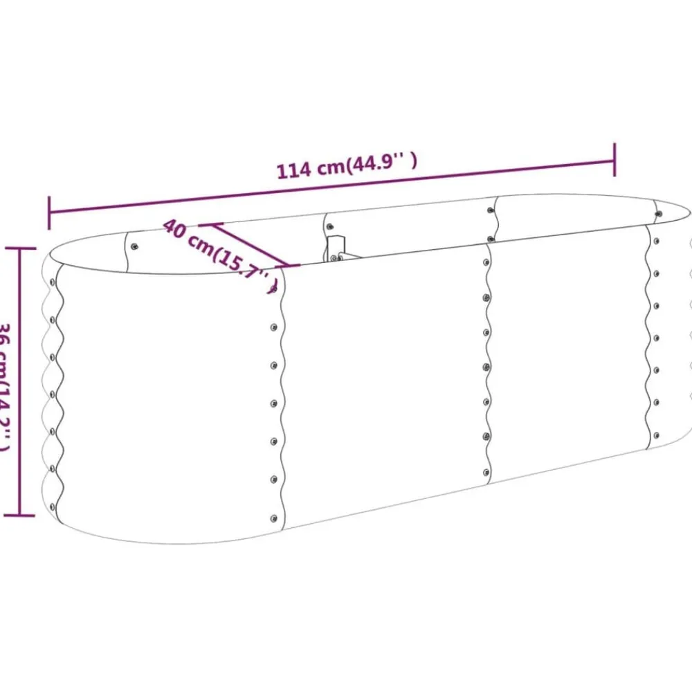 vidaXL Jardín-Jardinera arriate acero galvanizado 114x40x36 cm