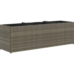 vidaXL Jardinera con 3 maceteros ratán sintético 105x30x32 cm Gris