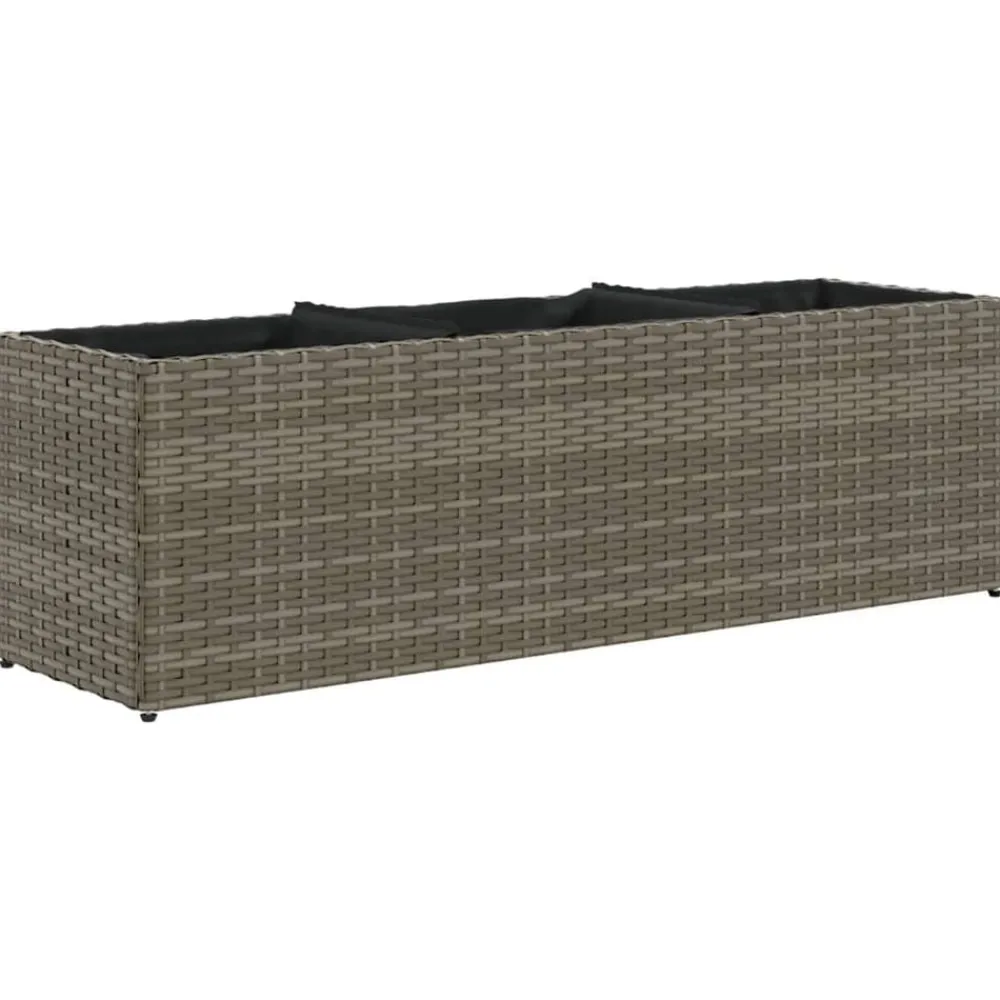 vidaXL Jardinera con 3 maceteros ratán sintético 105x30x32 cm Gris