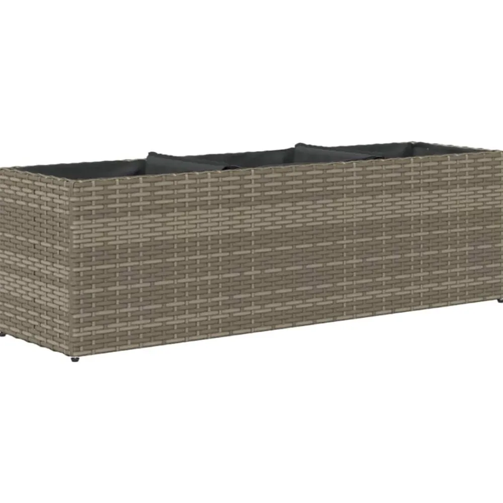 vidaXL Jardinera con 3 maceteros ratán sintético 105x30x32 cm Gris